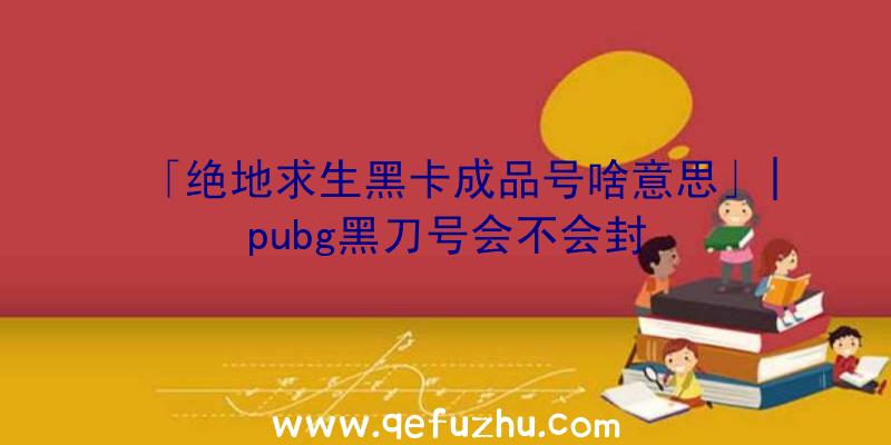 「绝地求生黑卡成品号啥意思」|pubg黑刀号会不会封